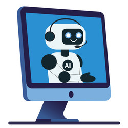 cute chat bot robot extending its hand from vector image