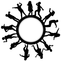 Dancing Children in Circular Frames Vector Image