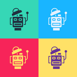 pop art robot icon isolated on color background vector image
