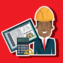 man architect protractor calculator vector image