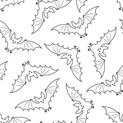 seamless pattern with bats outline on a white vector image