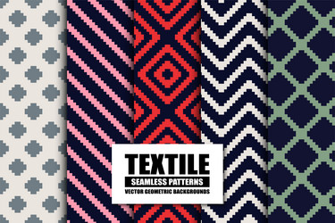 collection of color textile seamless patterns vector image