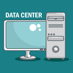 desktop computer with data center icons vector image