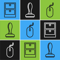 set line archive papers drawer computer mouse vector image