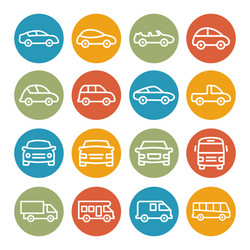 Car Line Icons Set Vector Image
