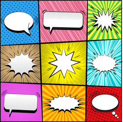 Comic colorful blank speech bubbles set Royalty Free Vector