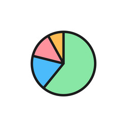 Pie chart graphs in segments flat color icon vector