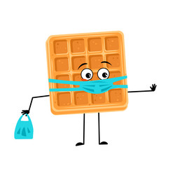 Cute character belgian waffle with sad emotions vector