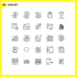 Mobile interface line set 25 pictograms ham vector