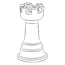 Rook chess piece line art vector