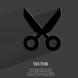 Scissors flat modern web button with long shadow vector