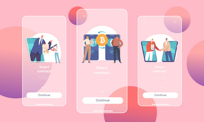 smart contract execution mobile app page onboard vector