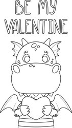 Cute Dragon Valentine Postcard Vector Image