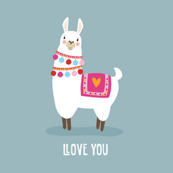 Cute Llama Birthday Card Vector Image