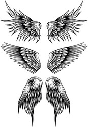 Wings Set - Gothic Style Vector Image