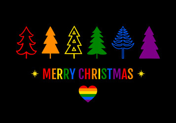 Rainbow Christmas Trees - LGBTQ Pride Vector Image