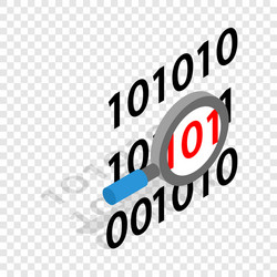 binary code and magnifying glass isometric icon vector