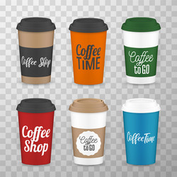 coffee to go time shop lettering on cups vector