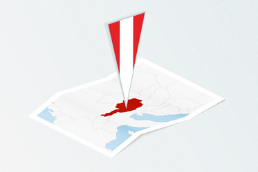 isometric paper map of austria with triangular vector image