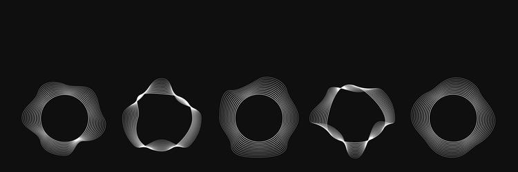 set of round curved frames with dynamic wavy vector image