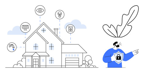 smart home automation and security integrating vector image