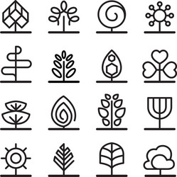 Tree icons in minimal style vector