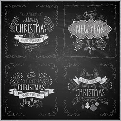Chalkboard Christmas Emblems Vector Image