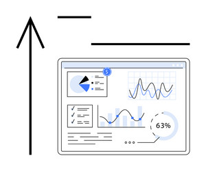 data dashboard with analytics and growth arrow vector image