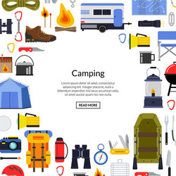 flat style camping elements background vector