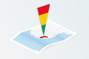 Isometric paper map of guinea with triangular vector