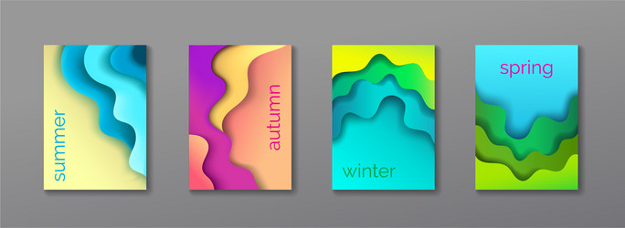 A4 abstract 4 color 3d paper art set vector