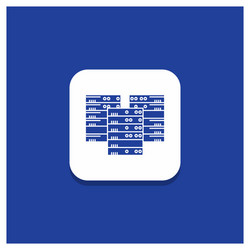 Blue round button for center centre data database vector