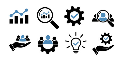 Business icon set financial analysis symbols vector