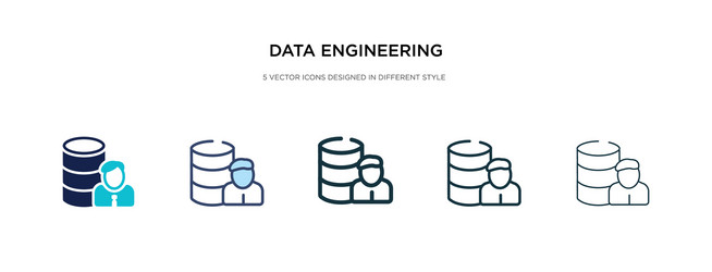 Data engineering icon in different style two vector