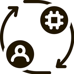 human and computer car control icon glyph vector