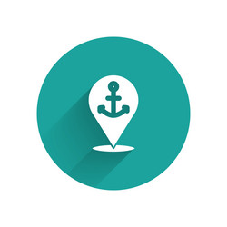 white map pointer with anchor icon isolated vector image