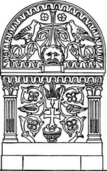 Early christian sarcophagus have two birds vector