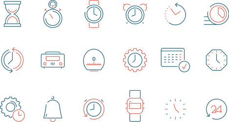 Time & Calendar Icons - Clock, Watch, Timer vector image