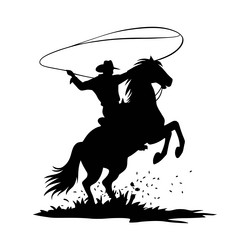 Cowboy Riding Horse with Lasso Vector Image