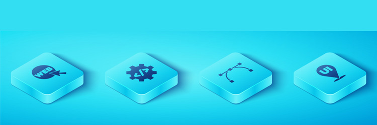 set isometric web and graphic design front end vector image