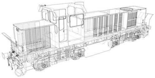 train technical wire-frame rendering vector