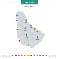 barbados map with location pointer marks vector image
