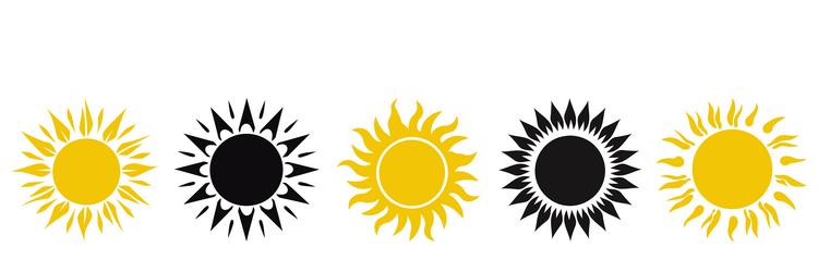 Sun icons set vector