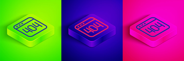 Isometric line page with a 404 error icon isolated vector