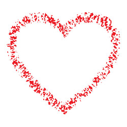 red hand drawn contour thin grunge heart vector