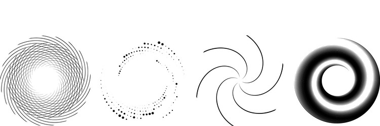 spiral swirl twirl element set rotating circular vector image