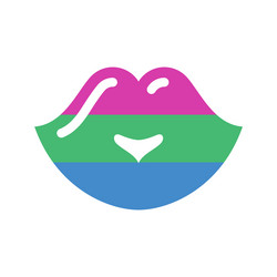 Symbol lips with polysexual flag lgbt pride vector