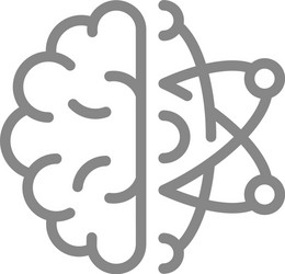 Human brain with gear wheel gray icon engineering Vector Image