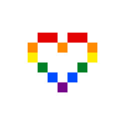 Symbol pixel heart with rainbow flag lgbt pride vector