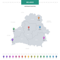 Belarus map with location pointer marks vector